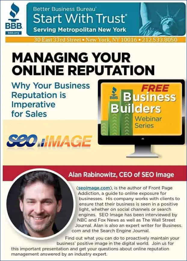 SEO Image presents an Online Reputation Management Webinar for the BBB