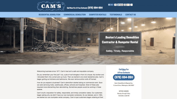 Web Design for Demolition Firm