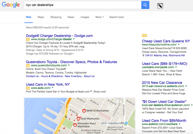 Google Organic Results below the fold